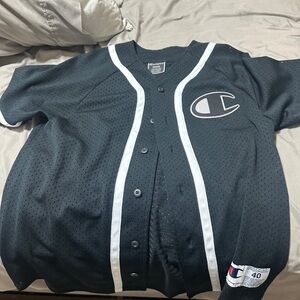 Champion 40 Plain Black/White baseball Jersey